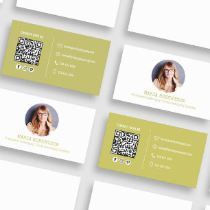 Tarjeta De Visita Foto moderna Código QR Minimalista Código Medios s