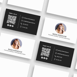 Tarjeta De Visita Foto moderna Código QR Minimalista Medios sociales