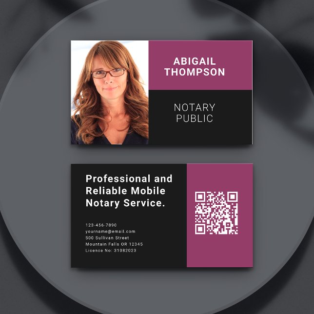 Tarjeta De Visita Foto moderna Código QR Notario móvil rosa (Subido por el creador)