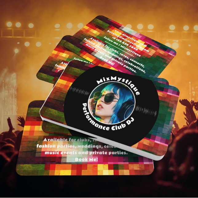 Tarjeta De Visita Foto moderna de DJ de Vinyl Record (Subido por el creador)