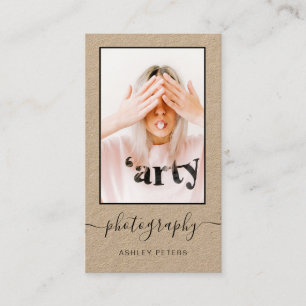 Tarjeta De Visita Foto moderna de la escritura de Kraft del negro de