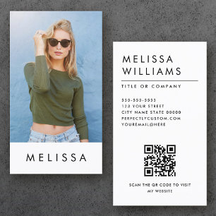 Tarjeta De Visita Foto moderna de personalizado minimalista blanco c