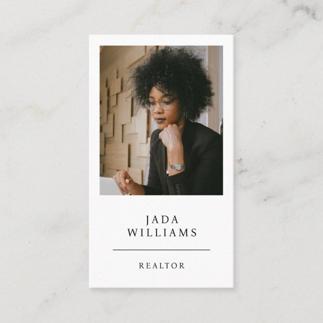 Tarjeta De Visita Foto moderna de un editor profesional (Anverso)