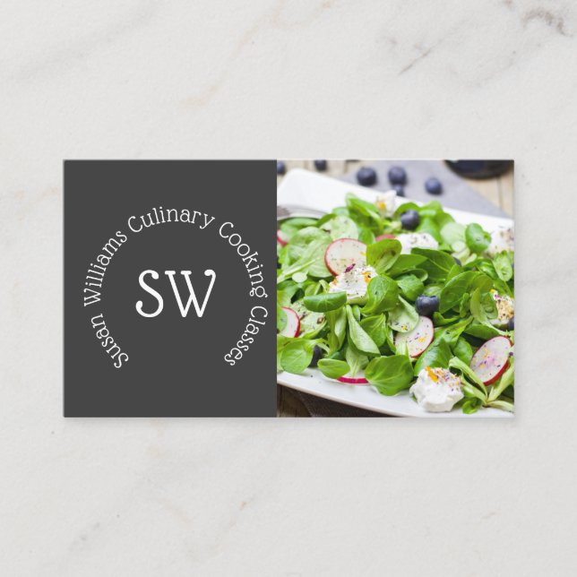 Tarjeta De Visita Foto moderna del chef| gourmet de ensalada fresca  (Anverso)