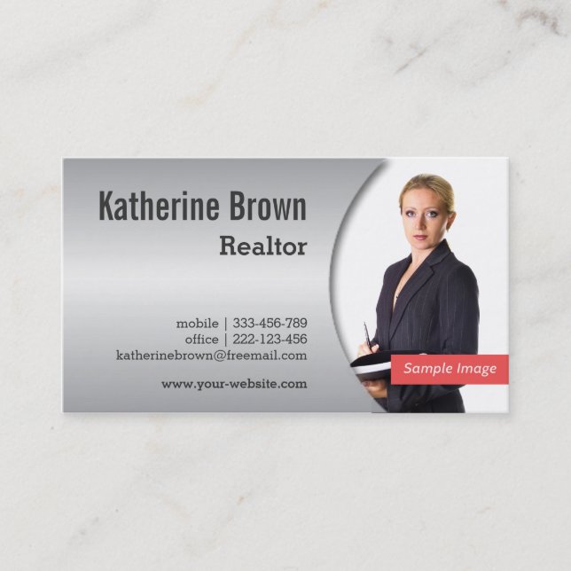 Tarjeta De Visita Foto moderna, elegante, metálica del efecto de la (Anverso)