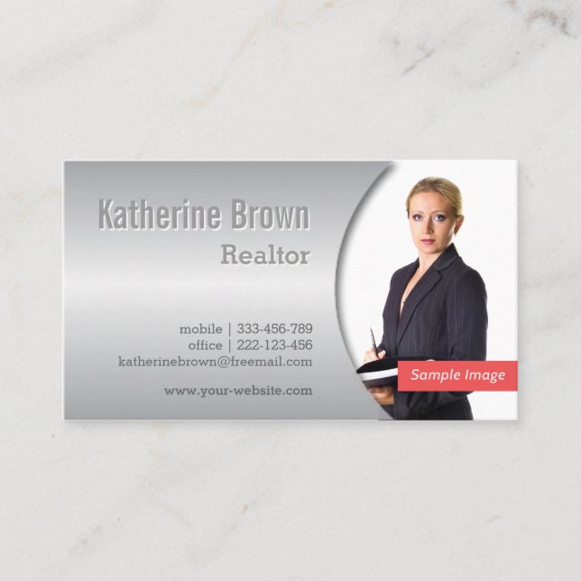 Tarjeta De Visita Foto moderna, elegante, metálica del efecto de la (Anverso)