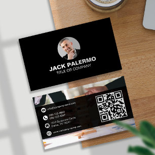 Tarjeta De Visita Foto Moderna Minimalista en Blanco y Negro