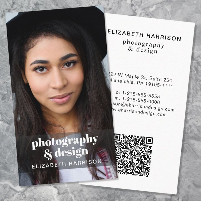 Tarjeta De Visita Foto moderna QR Code Professional (Input your website address to create a scannable QR code)