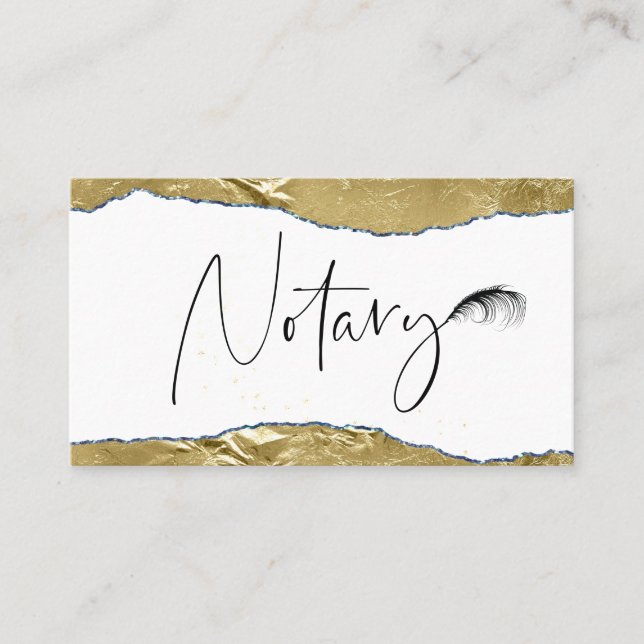Tarjeta De Visita *~* FOTO NOTARIA pluma Feather Siging Agent GOLD (Anverso)
