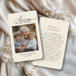 Tarjeta De Visita Foto: Oración conmemorativa del funeral