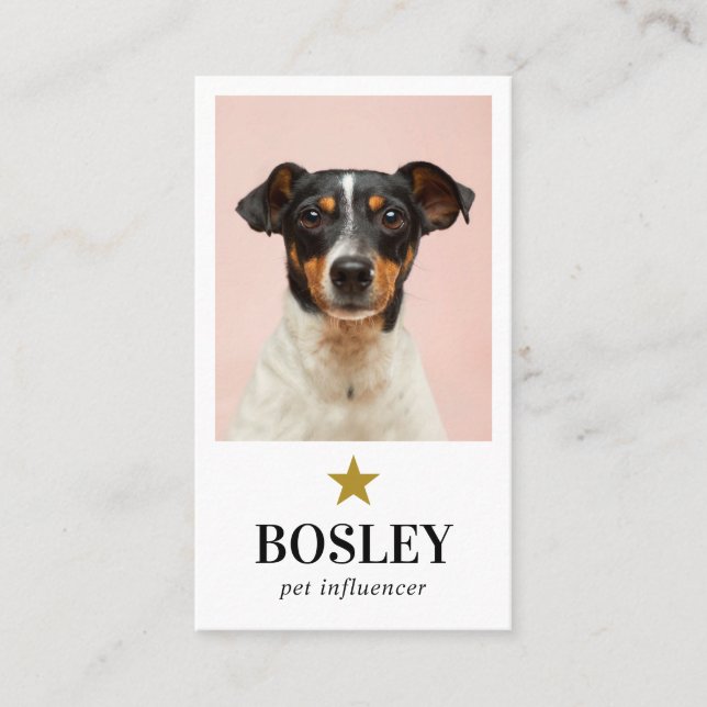 Tarjeta De Visita Foto personalizada Código QR Estrella Mascota de m (Anverso)