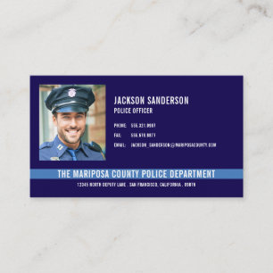 Tarjeta De Visita Foto personalizada de la línea azul fina del Depar