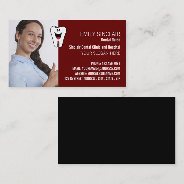 Tarjeta De Visita Foto personalizada, dentista, dentista (Anverso / Reverso)
