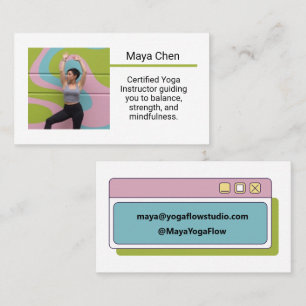 Tarjeta De Visita Foto personalizada instructora de yoga de moda con