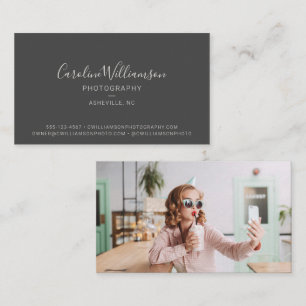 Tarjeta De Visita Foto personalizada negra elegante moderno fotógraf