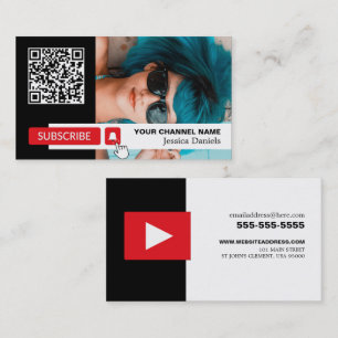 Tarjeta De Visita Foto personalizada y código QR, Youtube - Vlogger