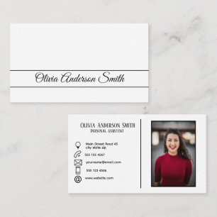 Tarjeta De Visita Foto Personalizado moderna y contactos blancos