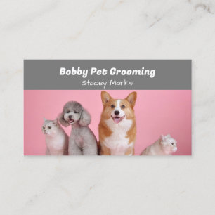 Tarjeta De Visita Foto personalizado rosa y gris