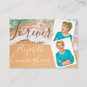 Tarjeta De Visita Foto personalizado Sandy Ocean Beach Funeral Memor