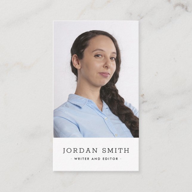 Tarjeta De Visita Foto personalizado vertical moderna profesional mí (Anverso)