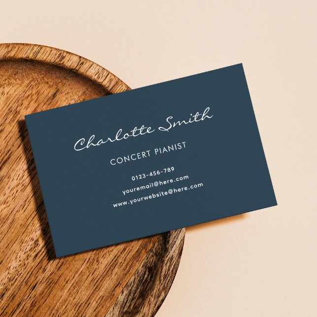 Tarjeta De Visita Foto Pianista Navy Blue Simple (Subido por el creador)