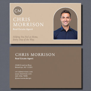 Tarjeta De Visita Foto profesional beige de agente inmobiliario mode