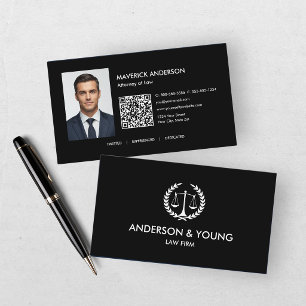 Tarjeta De Visita Foto profesional de abogado negro moderno