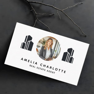 Tarjeta De Visita Foto profesional de agente inmobiliario moderno