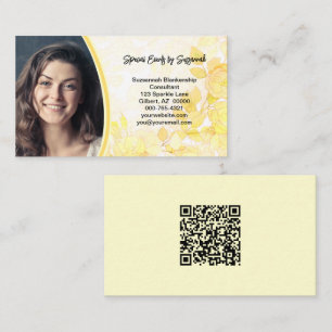 Tarjeta De Visita Foto profesional de arte floral amarillo con códig