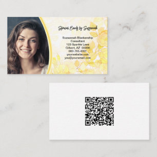 Tarjeta De Visita Foto profesional de arte floral amarillo con códig