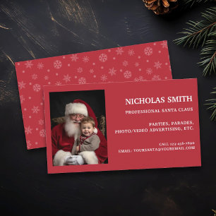 Tarjeta De Visita Foto profesional de copo de nieve de Navidad Santa