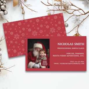 Tarjeta De Visita Foto profesional de copo de nieve de Navidad Santa
