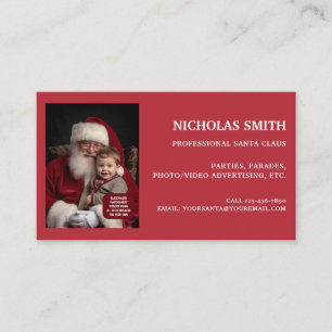 Tarjeta De Visita Foto profesional de copo de nieve de Navidad Santa