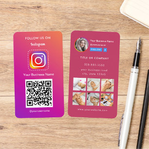 Tarjeta De Visita Foto profesional de Instagram Síganme Código Qr