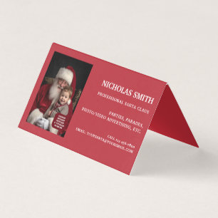 Tarjeta De Visita Foto profesional de Navidad de Papá Noel doblada