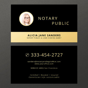 Tarjeta De Visita Foto profesional de oro negro notario público