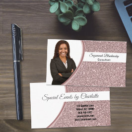 Tarjeta De Visita Foto profesional de Personalizado Purpurina Rosa F