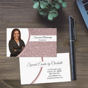 Tarjeta De Visita Foto profesional de Personalizado Purpurina Rosa F