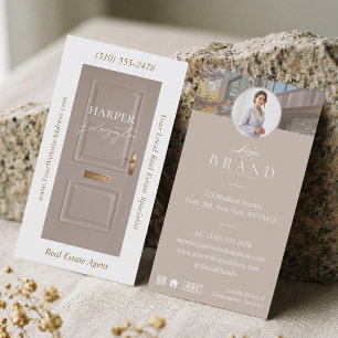 Tarjeta De Visita Foto profesional de puerta beige de bienes raíces