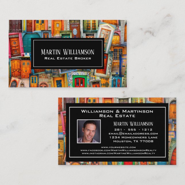 Tarjeta De Visita Foto profesional de puertas modernas inmobiliarias (Anverso / Reverso)