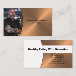 Tarjeta De Visita Foto profesional del chef Faux Brushed Copper