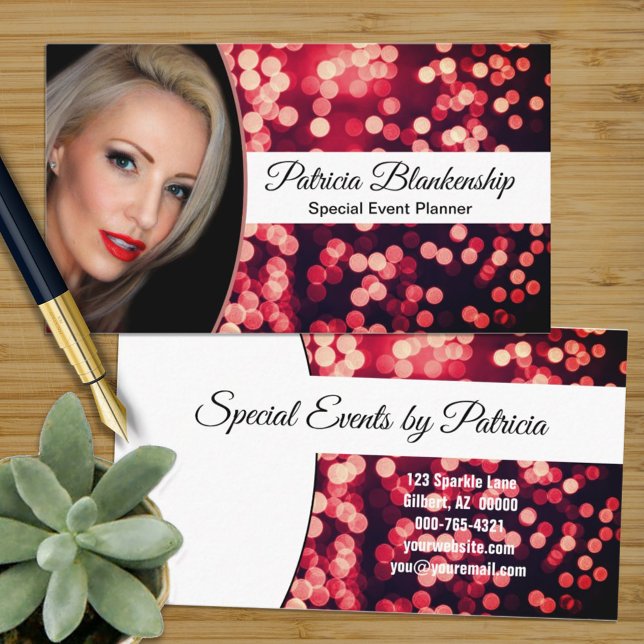 Tarjeta De Visita Foto profesional del Personalizado de Bokeh Rojo (Subido por el creador)