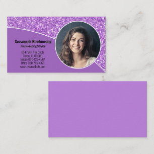 Tarjeta De Visita Foto Profesional Empresarial Purpura Faux Brillant