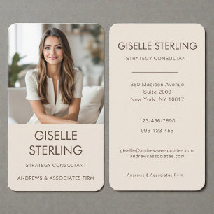 Tarjeta De Visita Foto Profesional Mínima Beige Mocha