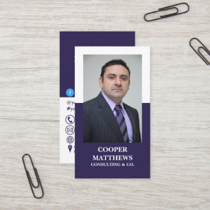 Tarjeta De Visita Foto profesional moderna de negocios en blanco y n