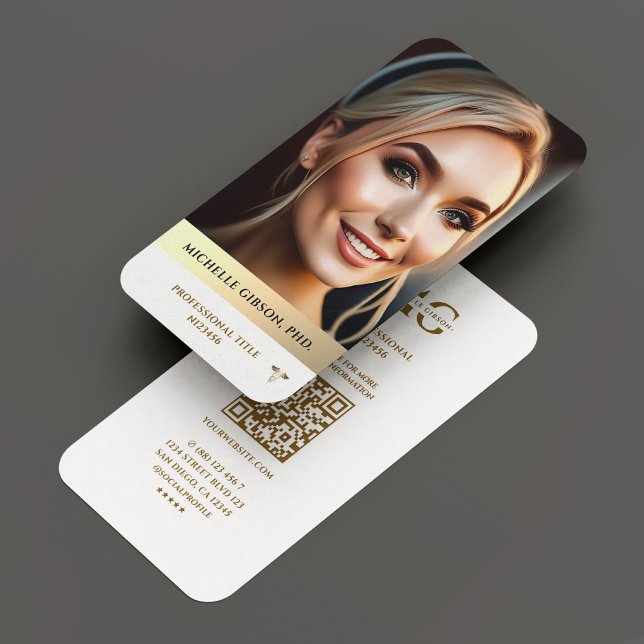 Tarjeta De Visita Foto profesional moderna Elegante Oro Blanco (Modern Professional Photo Elegant White Gold Business Card
)