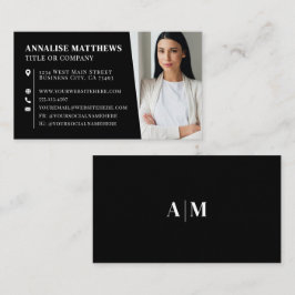 Tarjeta De Visita Foto Profesional Negra Moderna