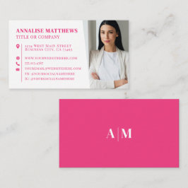 Tarjeta De Visita Foto Profesional Rosa Brillante Moderna