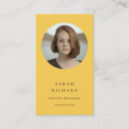 Tarjeta De Visita Foto profesional simple de color amarillo ocre mín