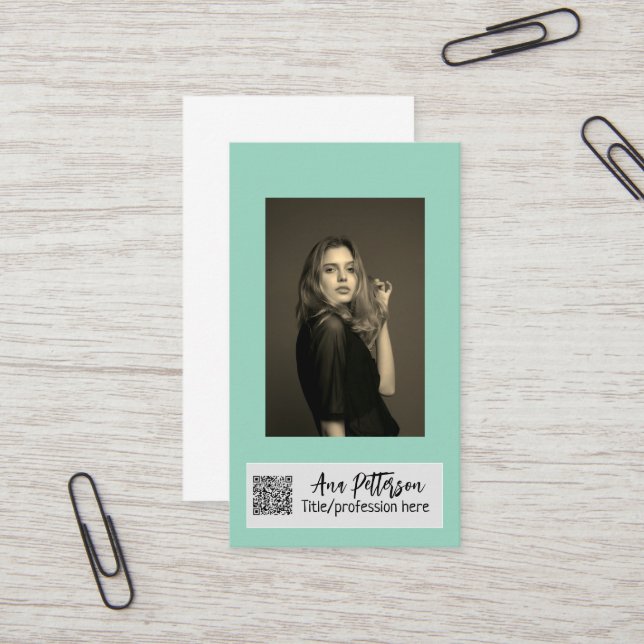 Tarjeta De Visita foto profesional sitio web QR email social moderno (Anverso/Reverso In Situ)
